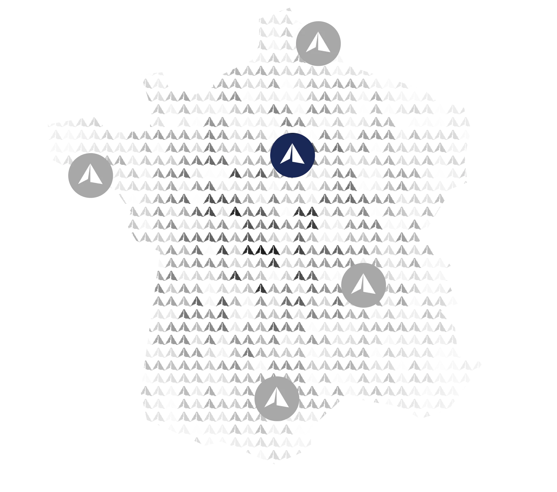 Carte de la France stylisée avec un motif graphique représentant Altanna